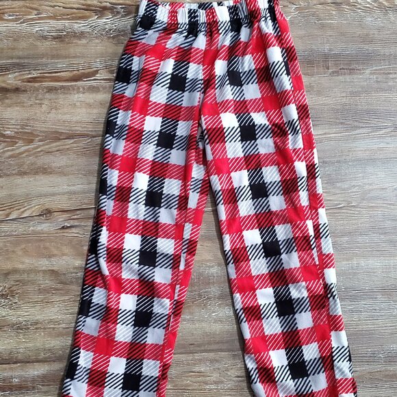 Cat & Jack Boys Red White Plaid Elastic Waist Pajama Pants Medium 8-10 Holiday - Picture 1 of 5